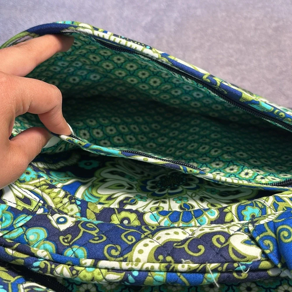 Green and Blue Quilted Laptop Bag with Paisley Print Vera Bradley